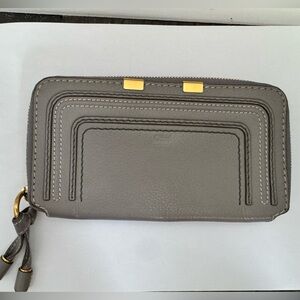 Chloe Gray Leather Marcie Zip Wallet